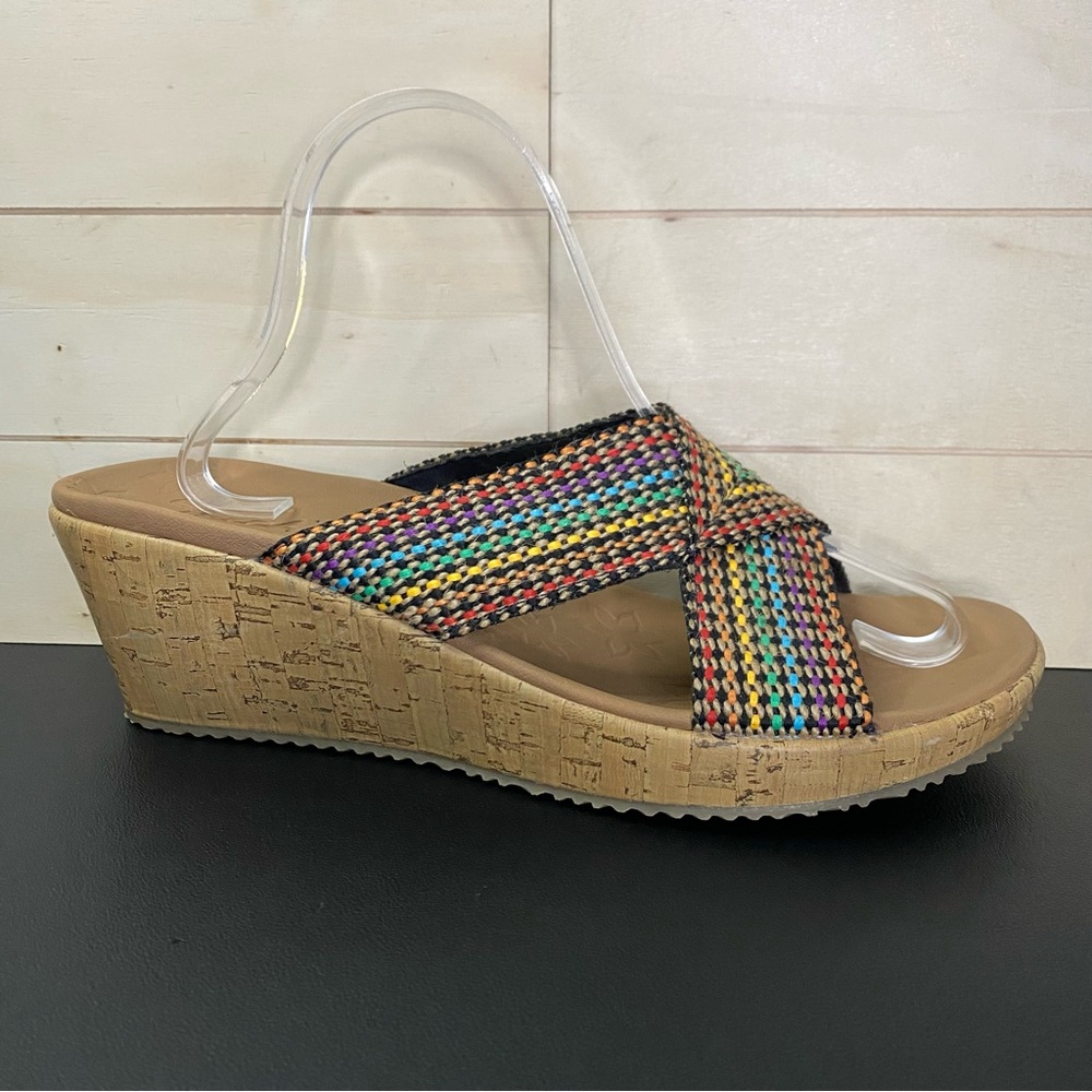 Skechers Luxe Foam Wedge Sandals Women's Size 11 Shoes Rainbow 38554